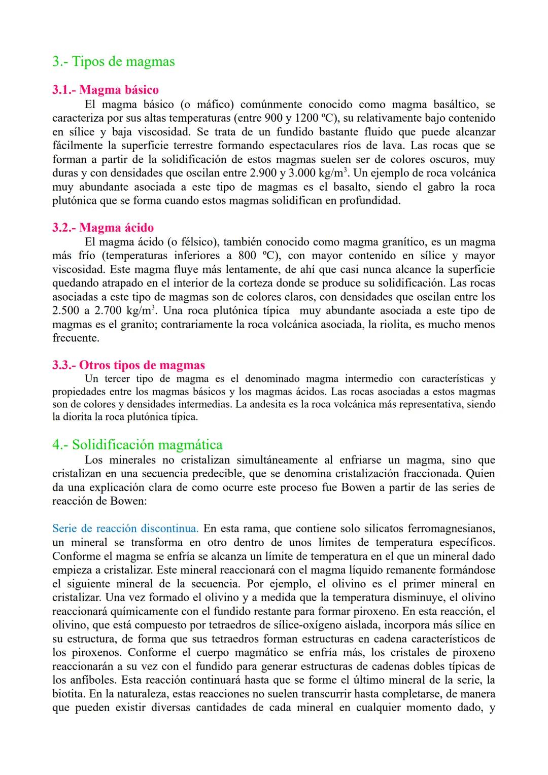 # TEMA 4. Magmatismo y rocas magmáticas.

1.- Definición, composición y propiedades generales del magma.
2.- Origen del magma
3.- Tipos de m
