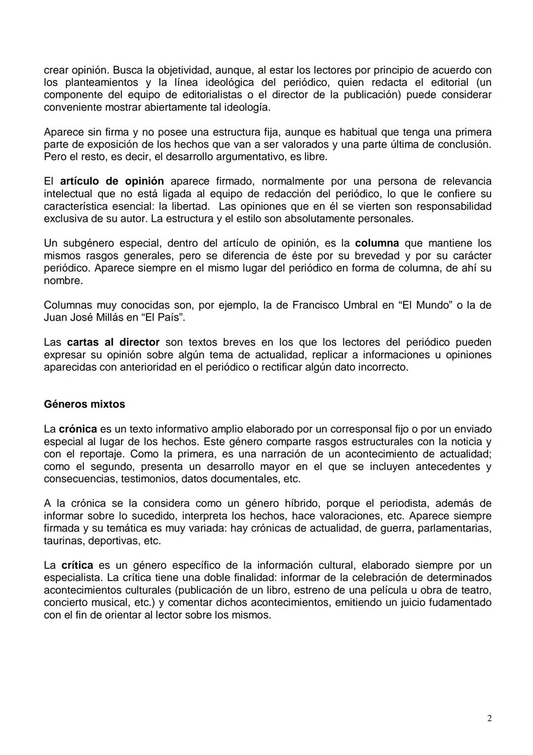 # CARACTERÍSTICAS DE LOS PRINCIPALES SUBGÉNEROS
# PERIODÍSTICOS

Se distinguen tres géneros periodísticos, según la función que predomine:

