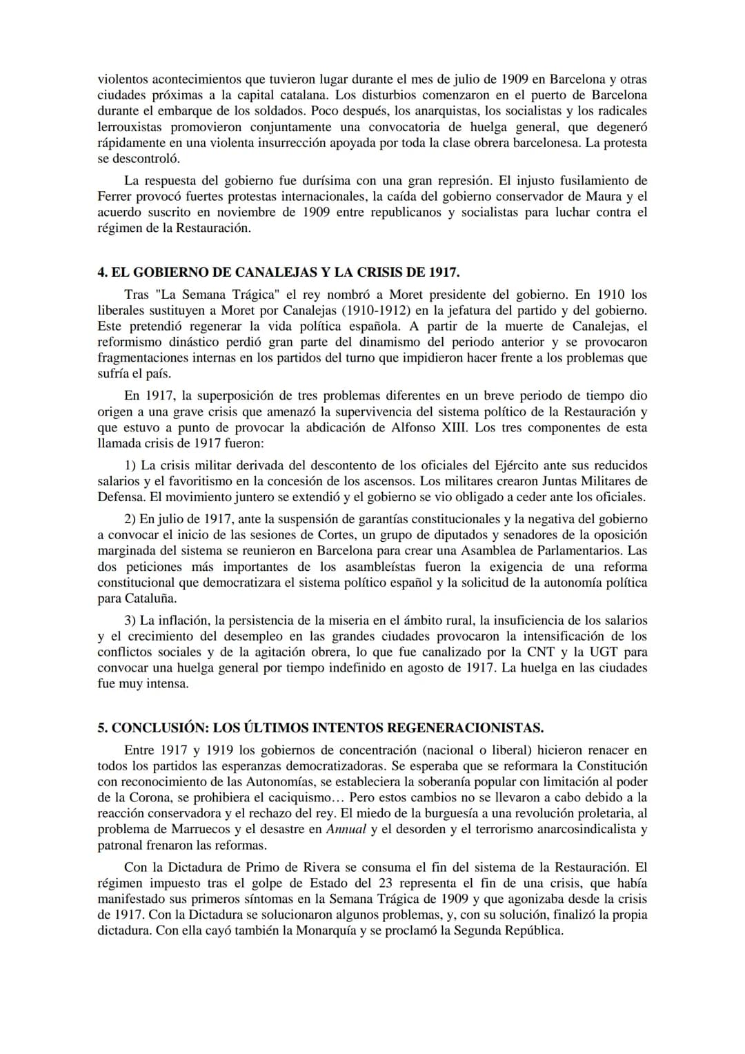 PANORAMA GENERAL DEL REINADO DE ALFONSO XIII. INTENTOS DE
MODERNIZACIÓN: EL REGENERACIONISMO Y CRISIS SOCIOECONÓMICAS
(1902-1923)
1. INTRODU