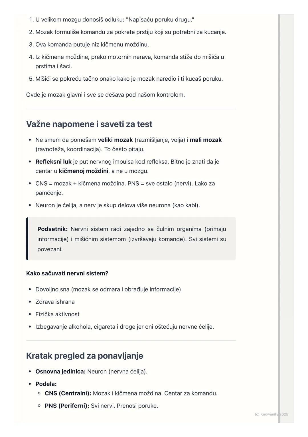 # Nervni sistem

Uvod u nervni sistem

Nervni sistem je najsloženiji sistem u našem telu. On je kao glavni kompjuter ili
komandni centar koj