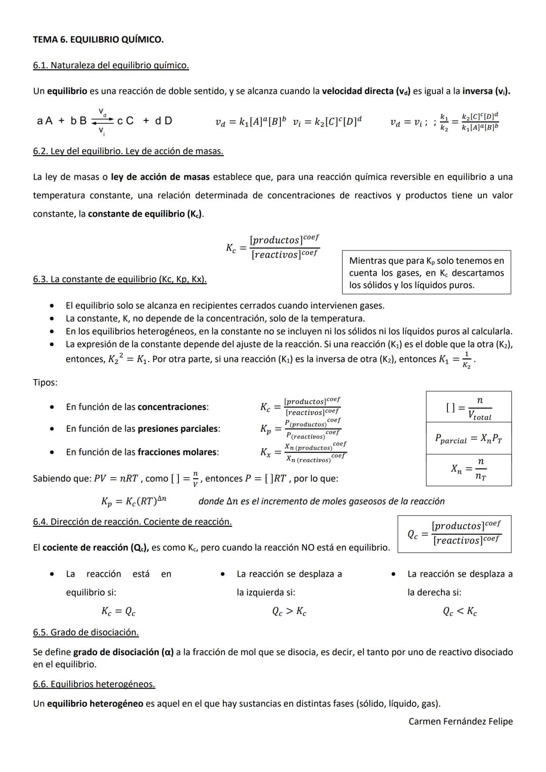 
<p>El equilibrio químico es una reacción de doble sentido, que se alcanza cuando la velocidad directa (va) es igual a la velocidad inversa 