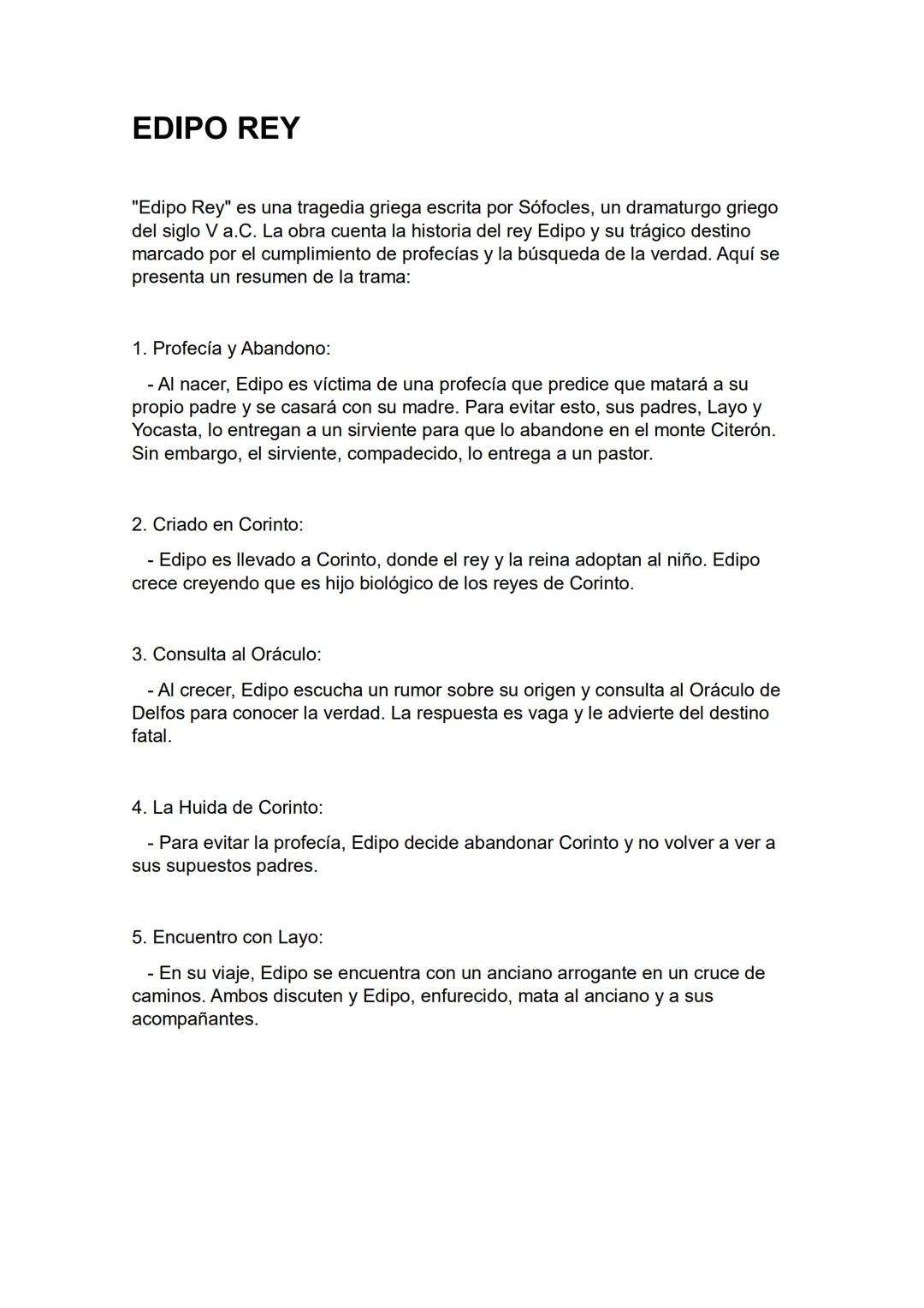 # EDIPO REY

"Edipo Rey" es una tragedia griega escrita por Sófocles, un dramaturgo griego
del siglo V a.C. La obra cuenta la historia del r