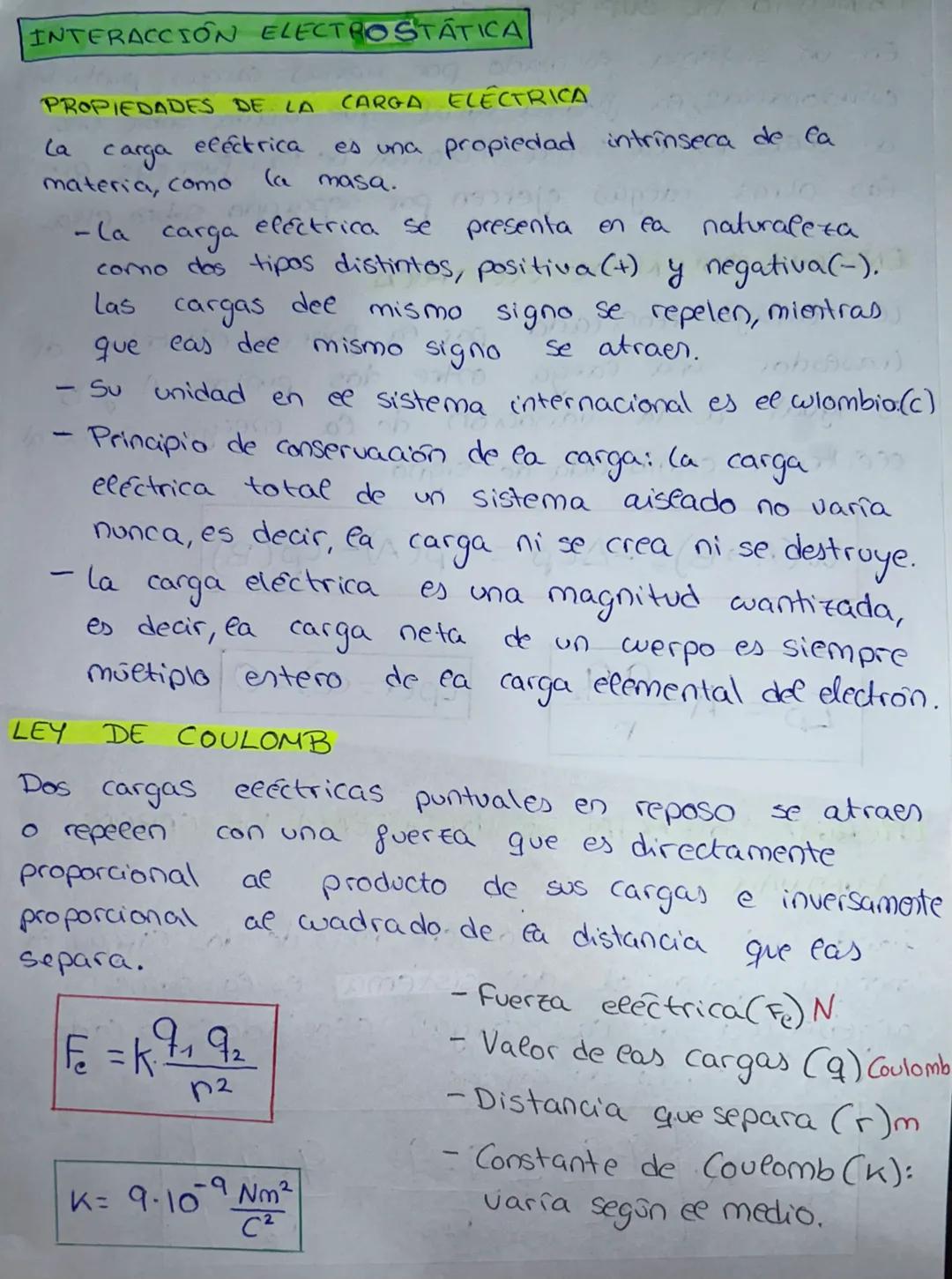 Interacción electrostática, campo eléctrico 