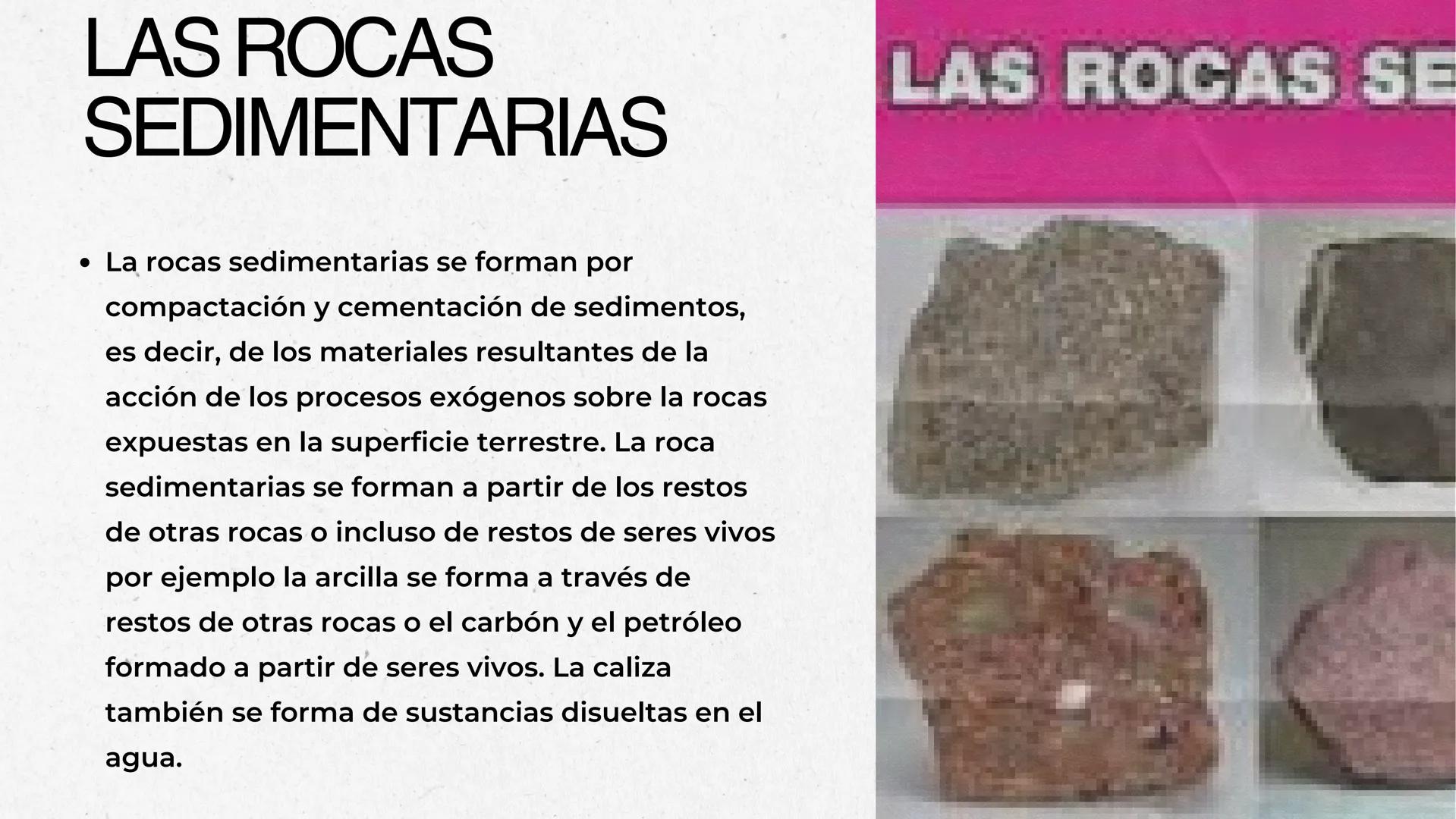 BIOLOGIA Y GEOLOGIA. -3 DE ESO-
LAS ROCAS
DT: MIRIAM INTRODUCCION
La otra consecuencia de los procesos geológicos es la
formación y la trans