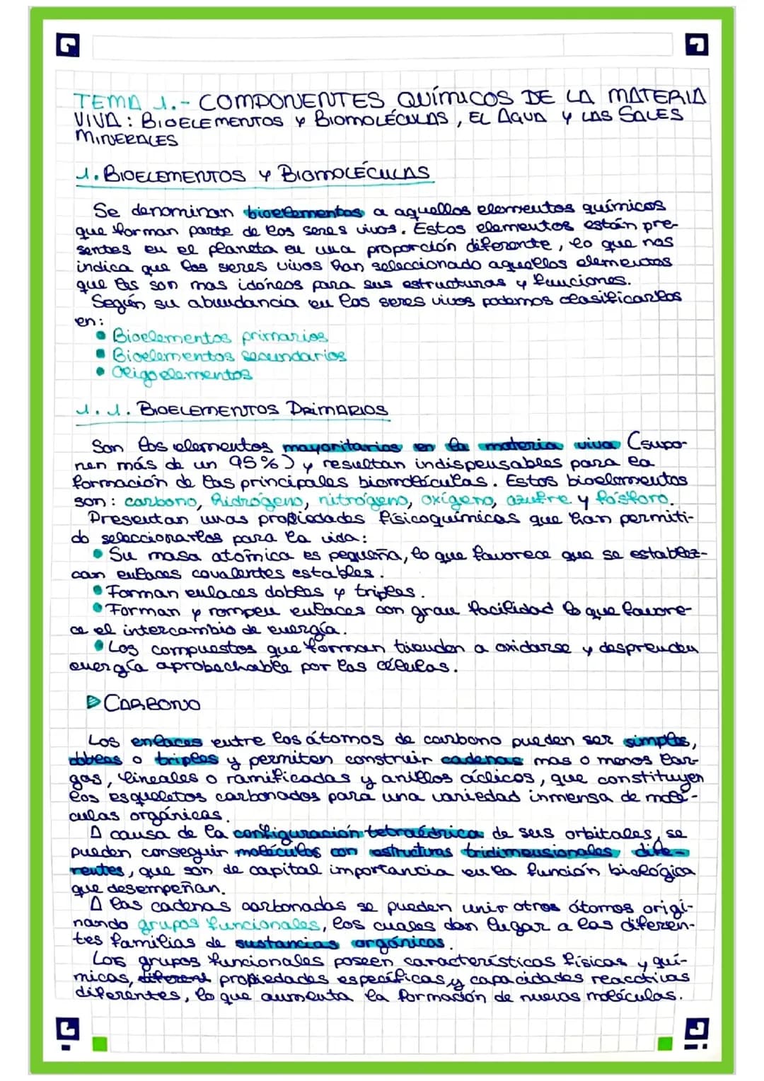 Tema 1- BIOELEMENTOS Y BIOMOLÉCULAS
