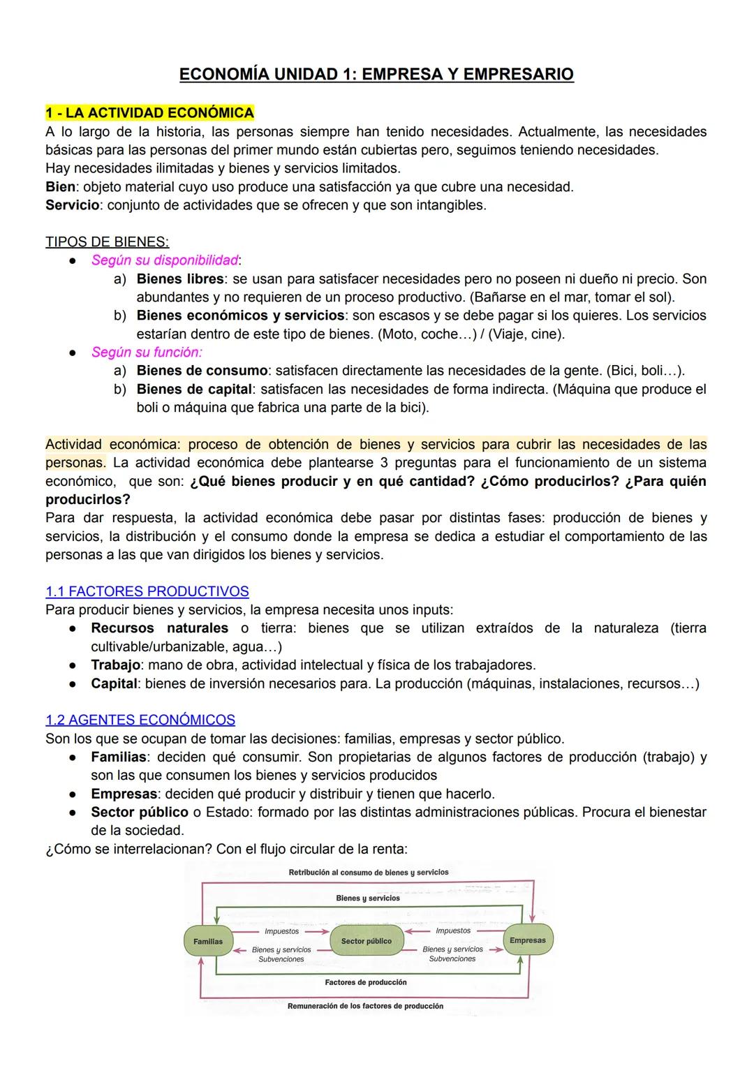 ECONOMÍA UNIDAD 1: EMPRESA Y EMPRESARIO
1 -LA ACTIVIDAD ECONÓMICA
A lo largo de la historia, las personas siempre han tenido necesidades. Ac