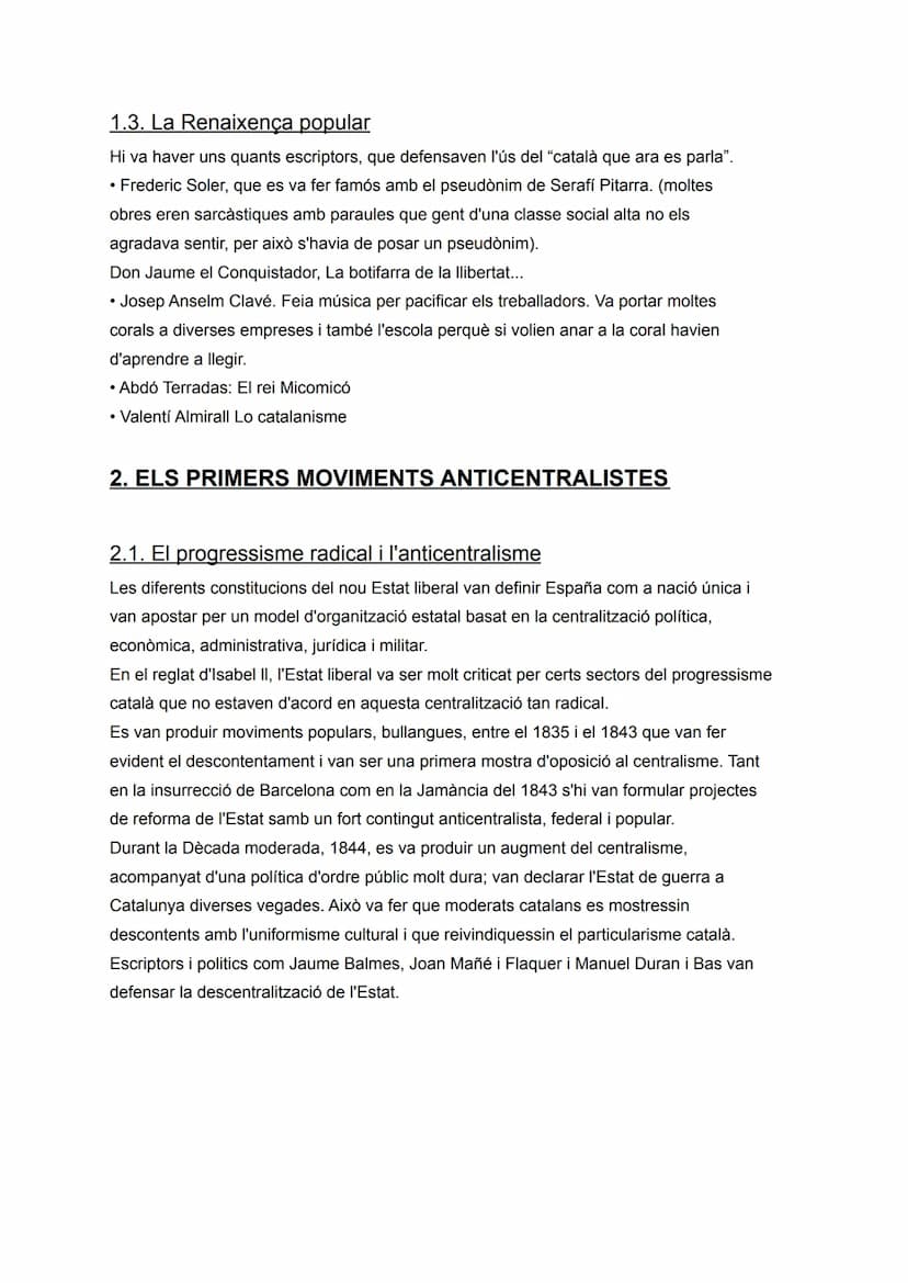 TEMA 8. ORÍGENS I CONSOLIDACIÓ DEL CATALANISME
(1833-1901)
1. FONAMENTS CULTURALS: LA RENAIXENÇA
La Renaixença va ser un moviment cultural i