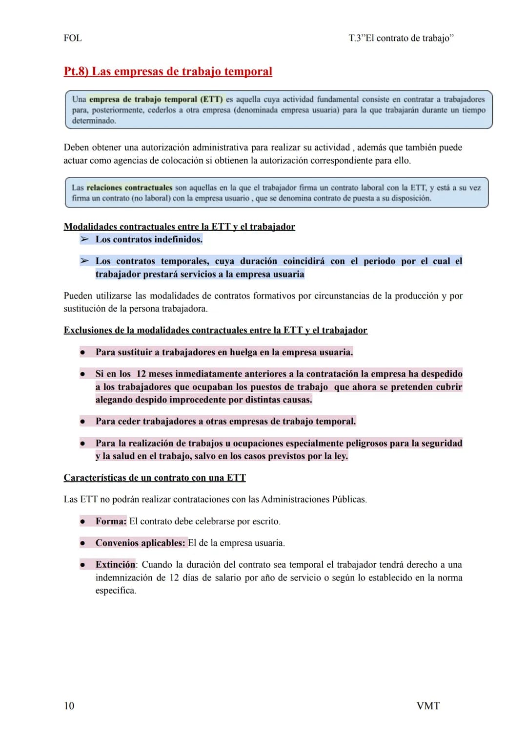 FOL
Pt.1) El contrato de trabajo
El contrato de trabajo es un acuerdo entre el empresario y el trabajador, media el cual el trabajador se co