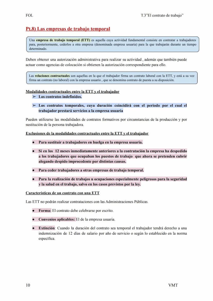 FOL
Pt.1) El contrato de trabajo
El contrato de trabajo es un acuerdo entre el empresario y el trabajador, media el cual el trabajador se co