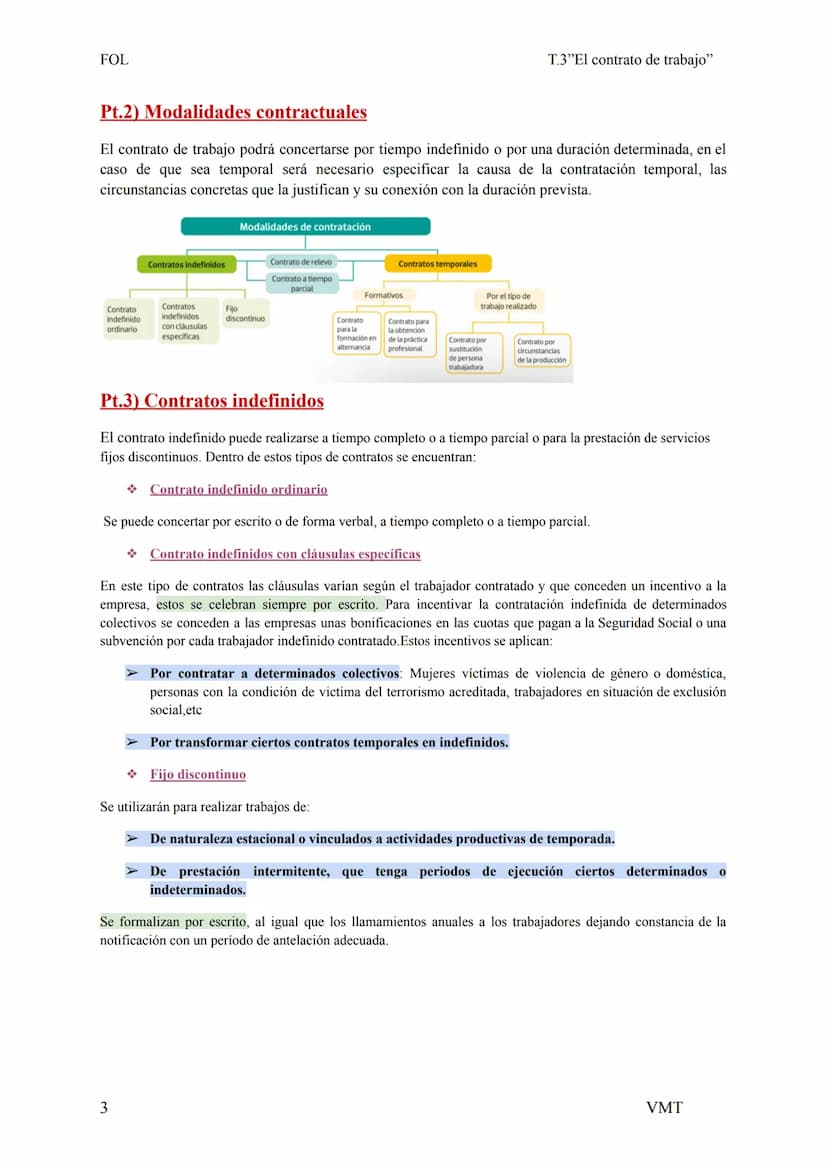 FOL
Pt.1) El contrato de trabajo
El contrato de trabajo es un acuerdo entre el empresario y el trabajador, media el cual el trabajador se co