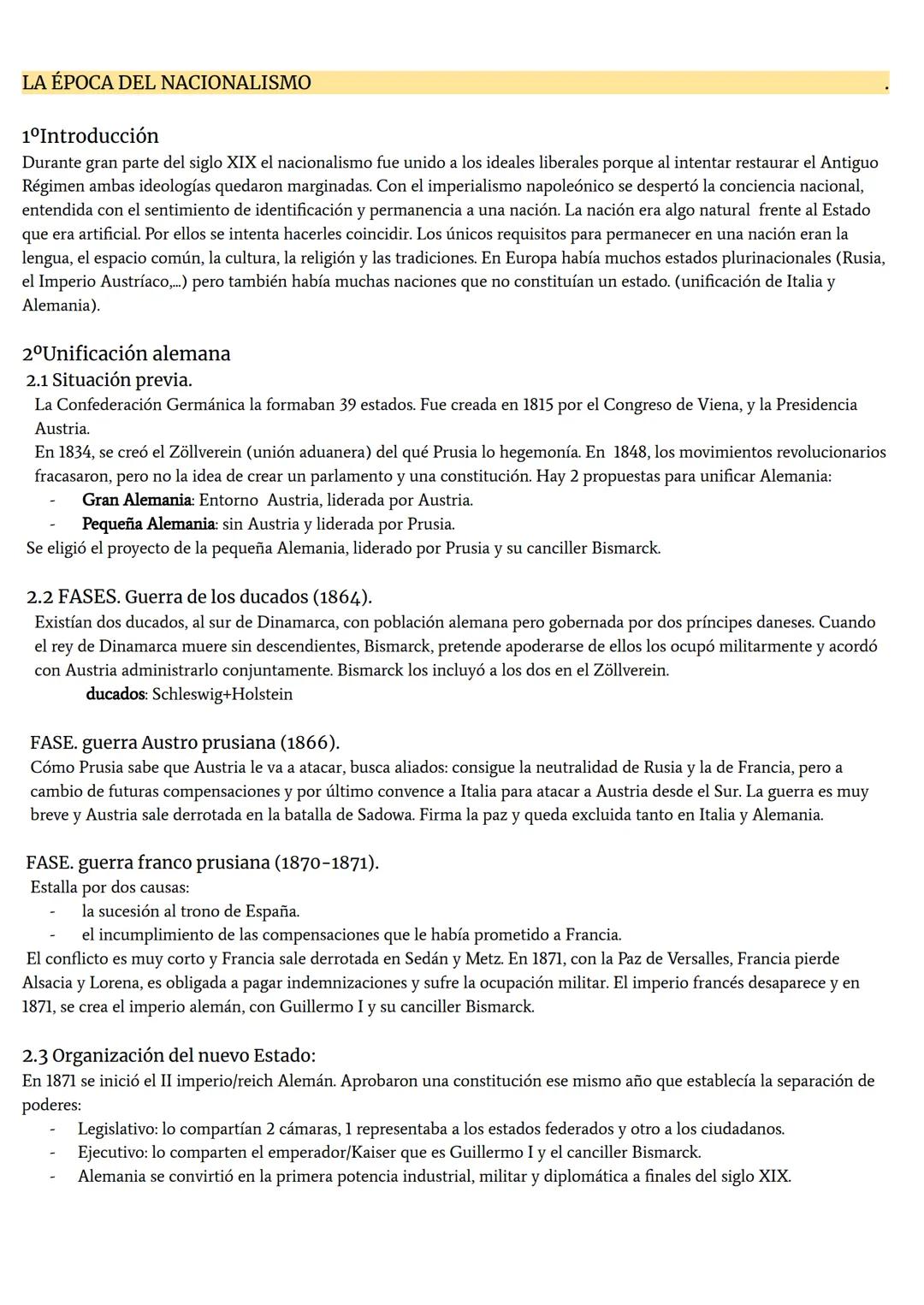 # LA ÉPOCA DEL NACIONALISMO

1ºIntroducción
Durante gran parte del siglo XIX el nacionalismo fue unido a los ideales liberales porque al int