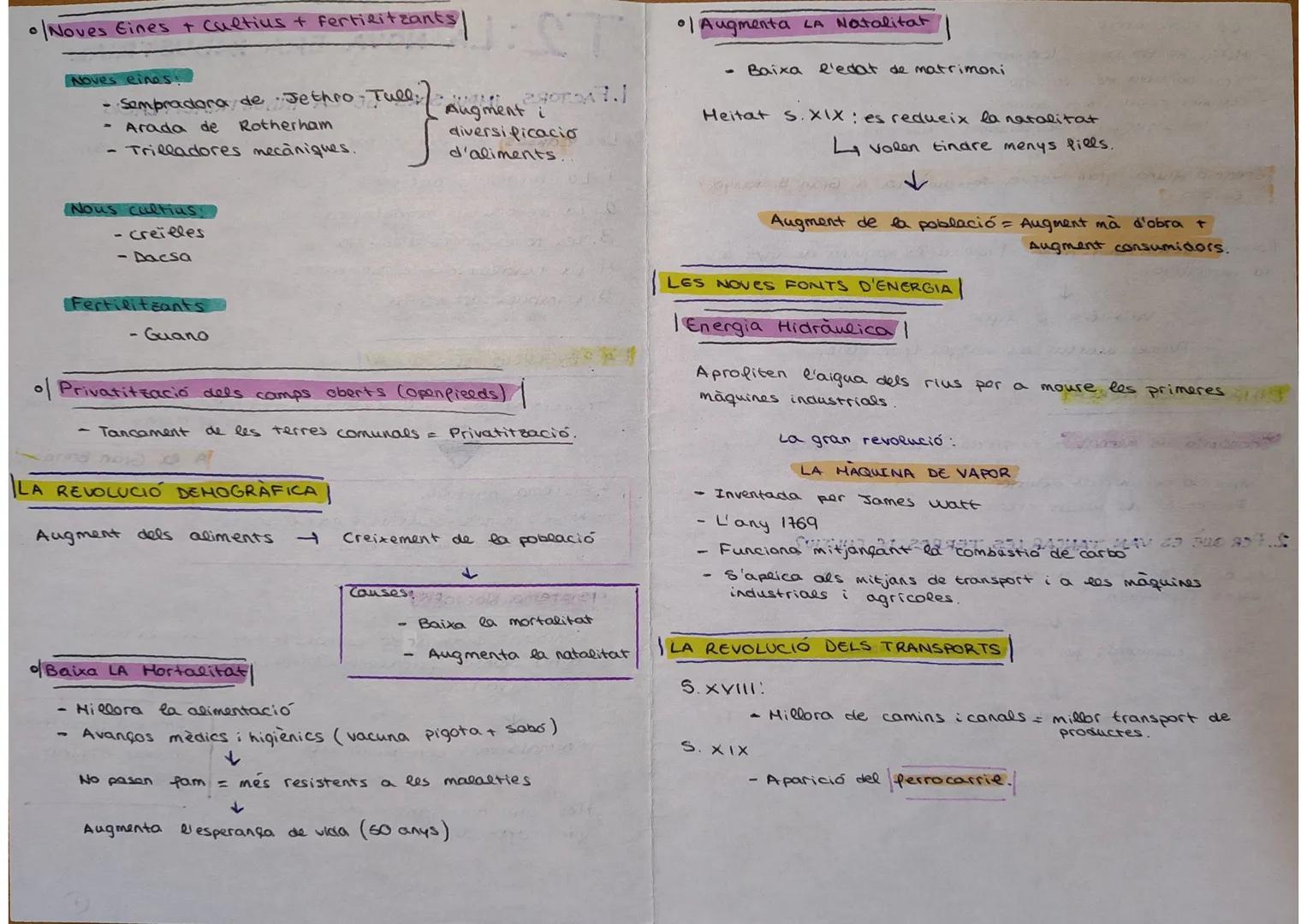 T2: LA NOVA ERA INDUSTRIAL
1. FACTORS IMPULSORS DE LA INDUSTRIALITZACIÓ
Les causes que van portar a la industrialització són,
1. La revoluci