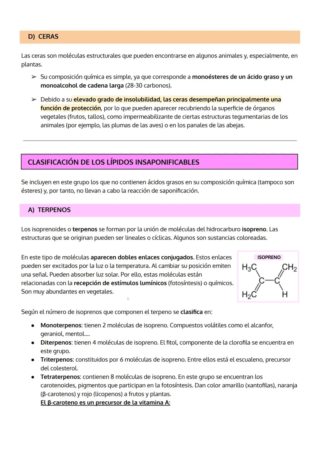 TEMA 3
LOS LÍPIDOS
1. Características generales y clasificación de los lípidos
2. Lípidos saponificables, clasificación:
a. Grasas (acilglic