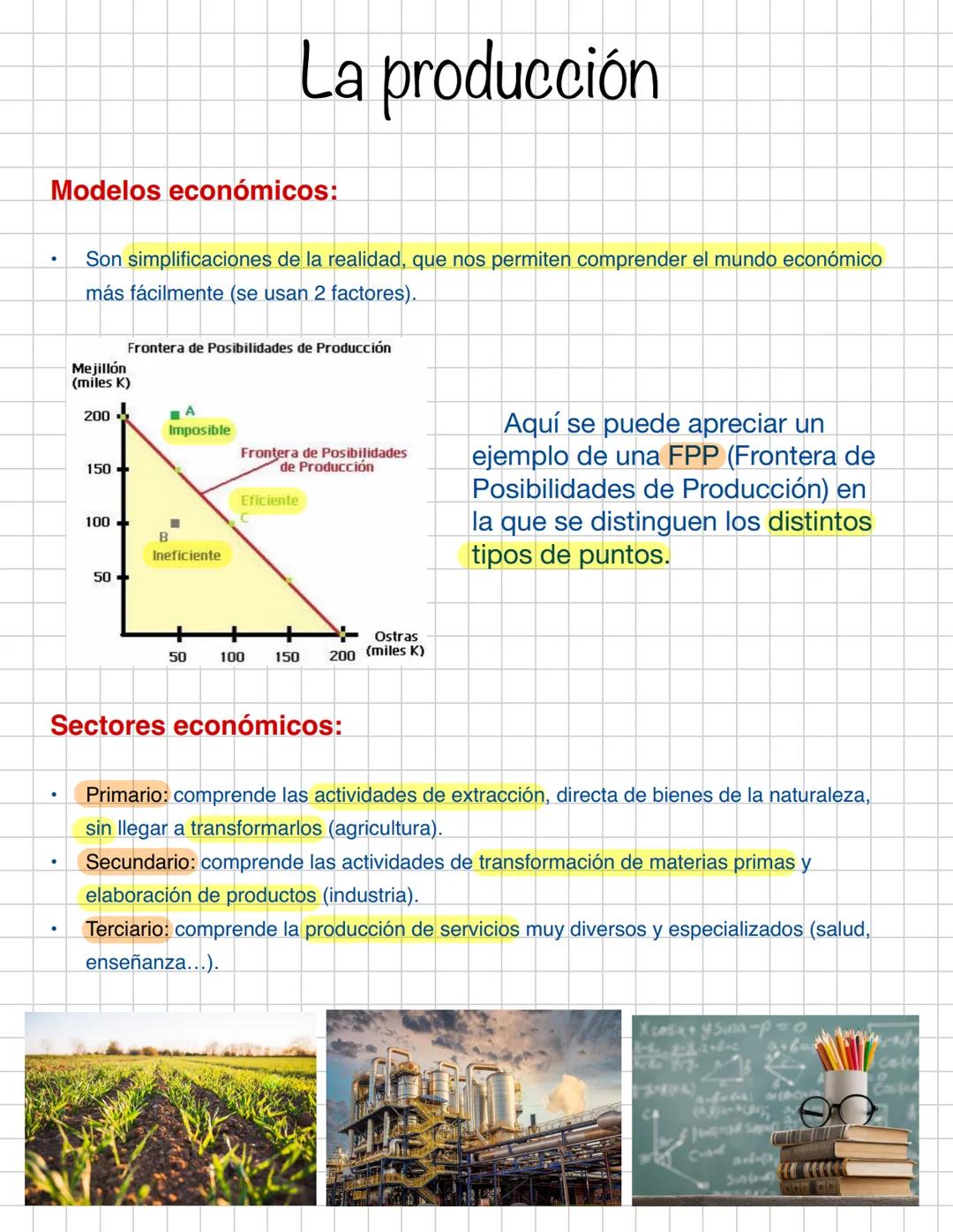 # La producción

La eficiencia:

*   Consiste en producir la mayor cantidad posible de bienes y servicios con unos
factores determinados.

*