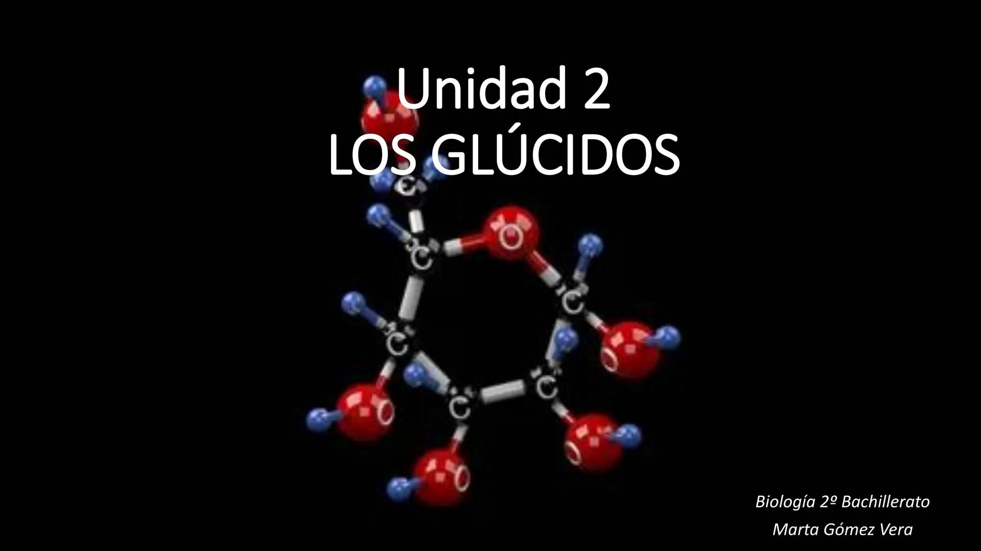 Unidad 2
LOS GLÚCIDOS
ง
Biología 2º Bachillerato
Marta Gómez Vera ÍNDICE
1. Características generales y clasificación.
2. Monosacáridos.
1.
