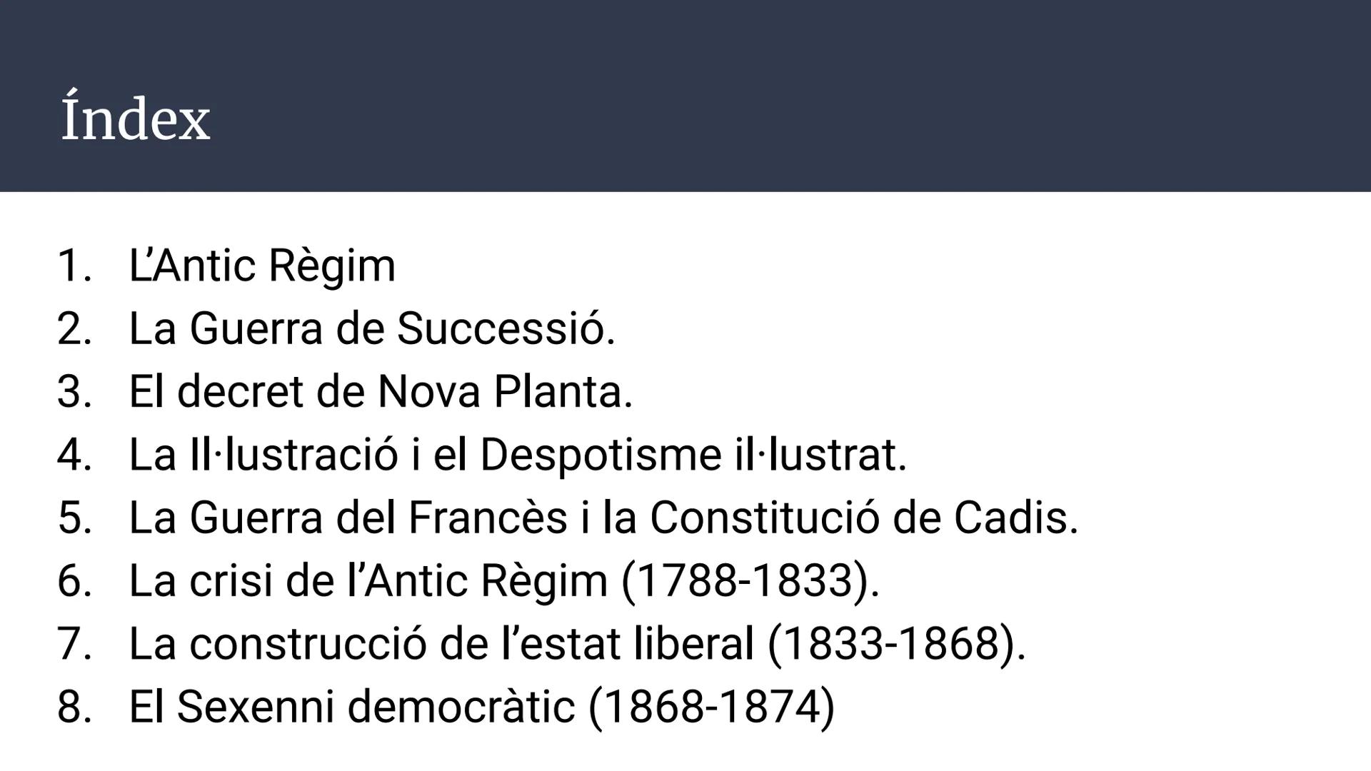 NUEVA PLANTA

Unitat 1.
DE LA
REAL AUDIENCIA
Espanya i Catalunya
PRINCIPADO
als segles XVIII-XIX
CATALUNA,
ESTABLECIDA
SU MAGESTAL
Història 