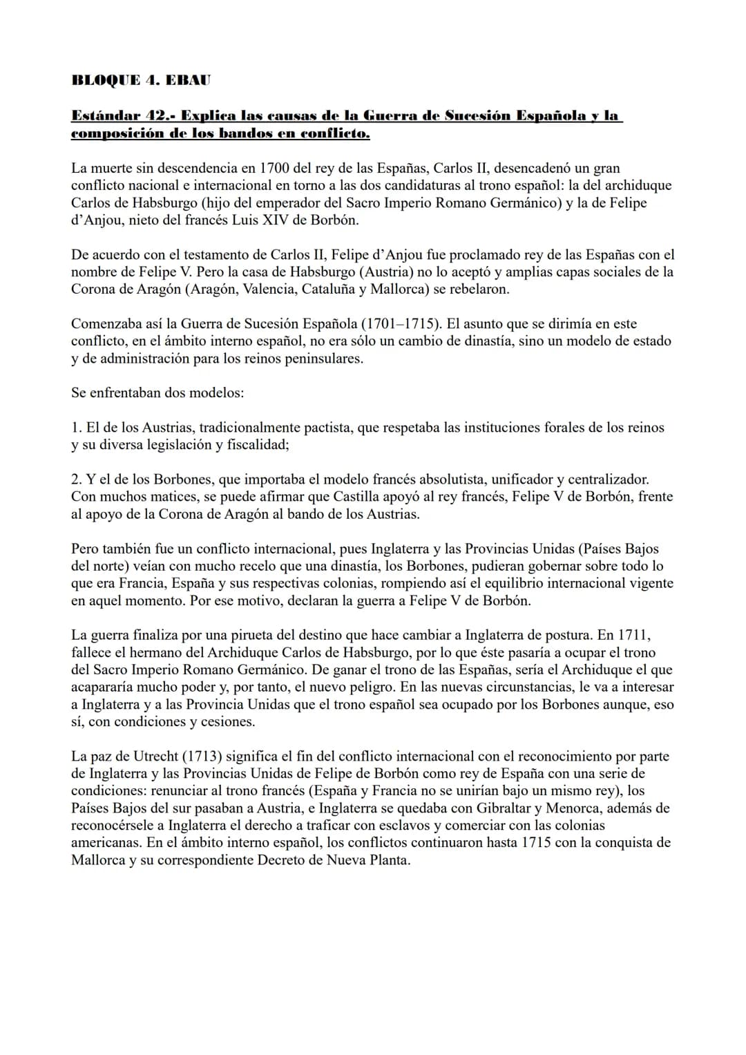 BLOQUE 4. EBAU
Estándar 42.- Explica las causas de la Guerra de Sucesión Española y la
composición de los bandos en conflicto.
La muerte sin