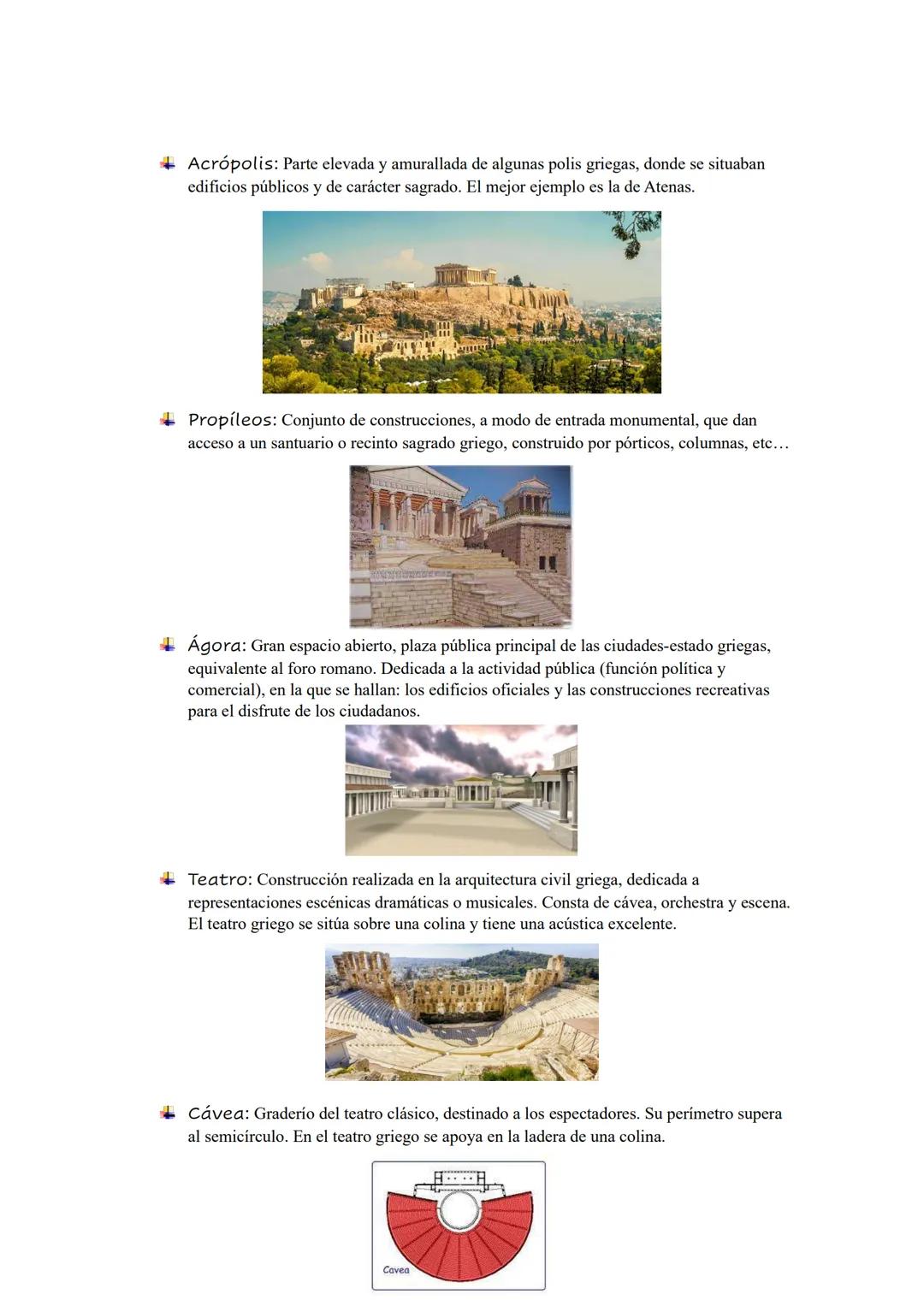 VOCABULARIO ARTE GRIEGO
Orden arquitectónico: Norma o
principio que rige toda la arquitectura, que
consiste en la combinación y proporción r