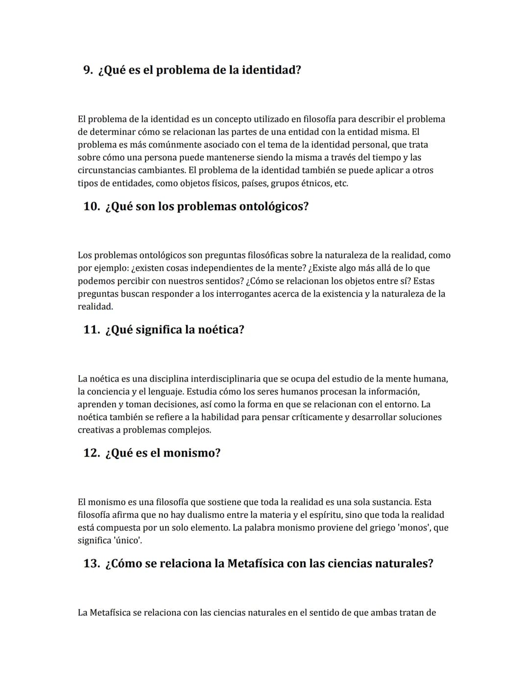 Ejercicio Metafísica
1.
¿Qué es la Metafísica?
La Metafísica es una rama de la filosofía que se ocupa de preguntas fundamentales sobre la
na