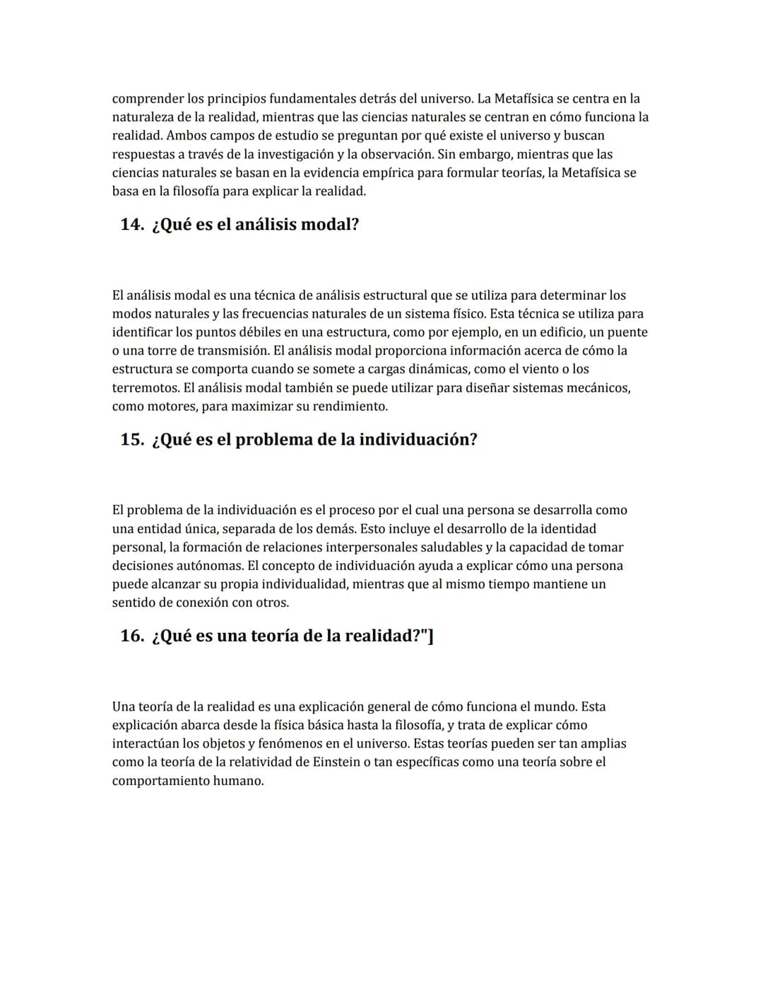 Ejercicio Metafísica
1.
¿Qué es la Metafísica?
La Metafísica es una rama de la filosofía que se ocupa de preguntas fundamentales sobre la
na