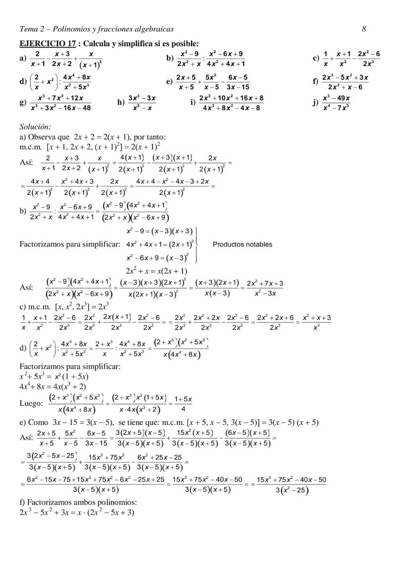 
<h2 id="ejerciciosresueltosdepolinomiosyfraccionesalgebraicas">EJERCICIOS RESUELTOS DE POLINOMIOS Y FRACCIONES ALGEBRAICAS</h2>
<h3 id="eje