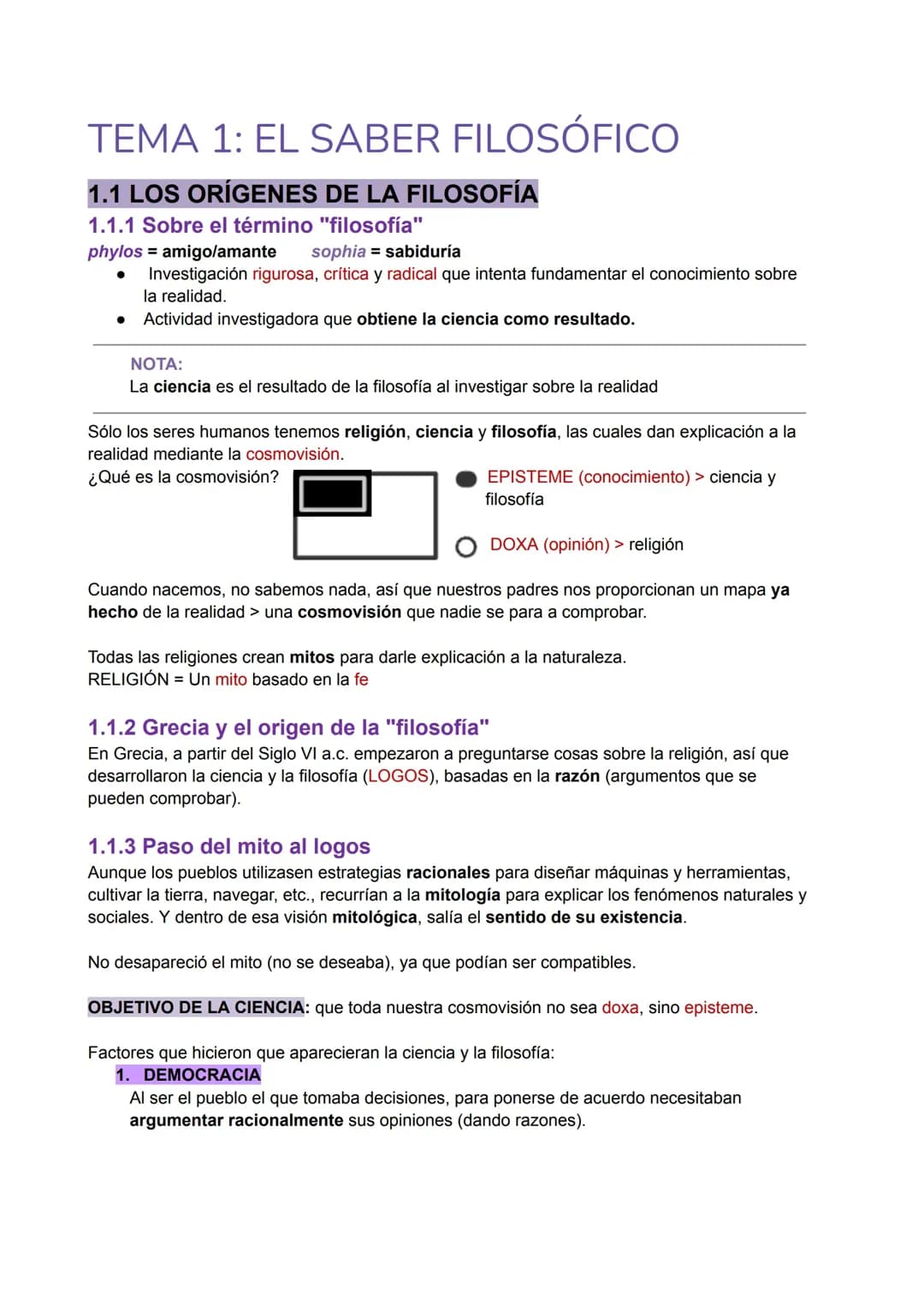 Tema 1: El saber filosófico