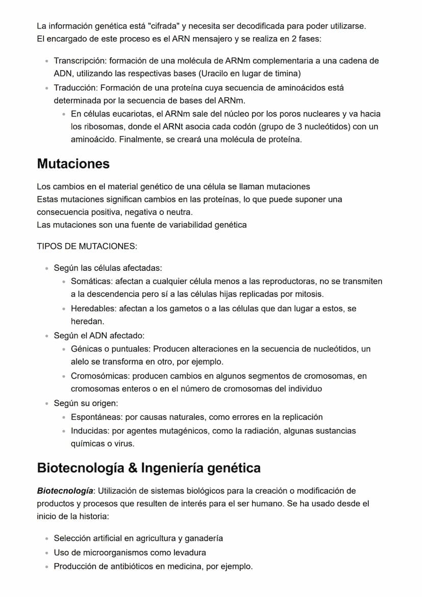 Información
ADN y ácidos nucleicos
• El ADN es la molécula que almacena la información genética de una célula y por tanto
del individuo que 