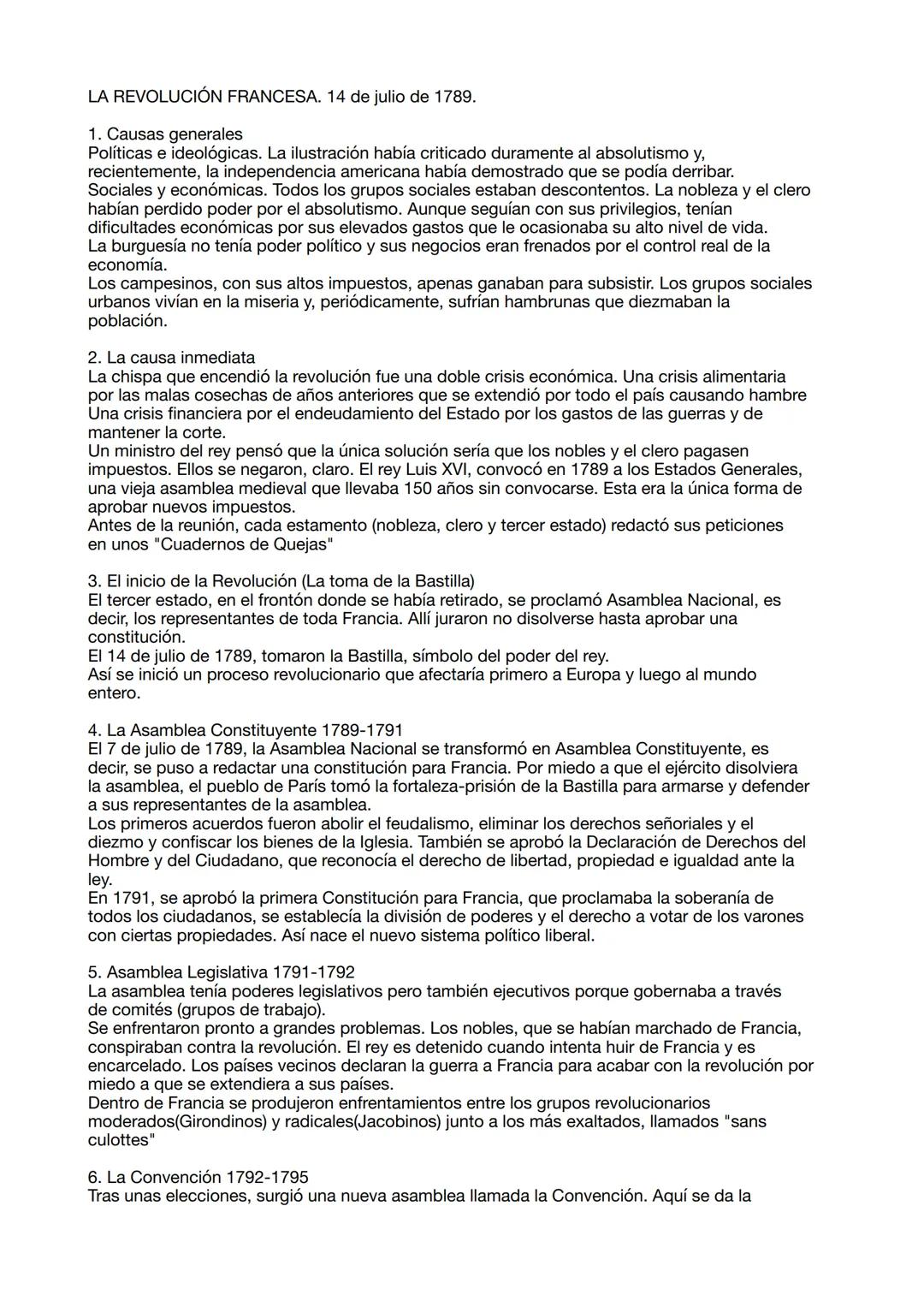 LA REVOLUCIÓN FRANCESA. 14 de julio de 1789.
1. Causas generales
Políticas e ideológicas. La ilustración había criticado duramente al absolu