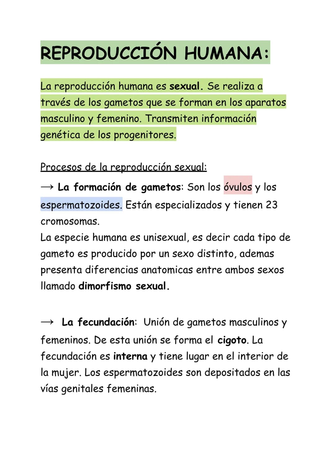 REPRODUCCIÓN HUMANA:
La reproducción humana es sexual. Se realiza a
través de los gametos que se forman en los aparatos
masculino y femenino