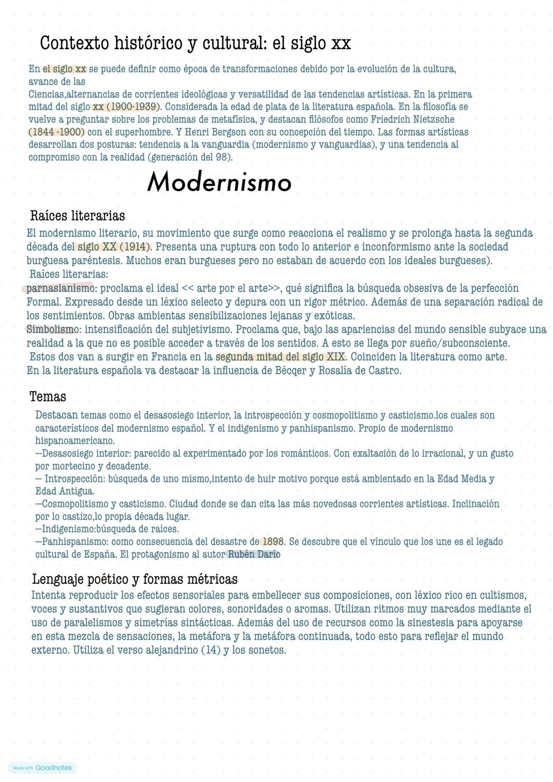 店
Made with Goodnotes Contexto histórico y cultural: el siglo xx
En el siglo xx se puede definir como época de transformaciones debido por l