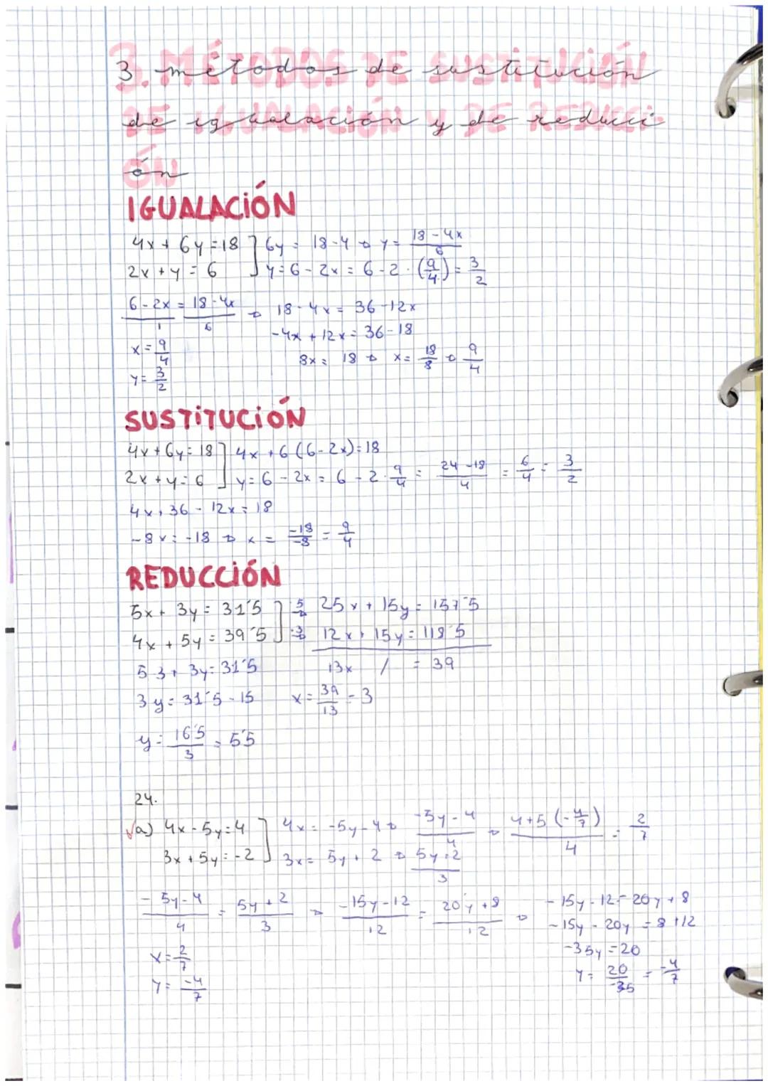 3 métodos de ustitución
de igualación y de reducci

IGUALACIÓN
4x+64=18764-13-40-184
2x+4=6
Jy:6-2x=6-2.(육)를
6-2x=18-
4
18-4x=36-12x
-4x+12x