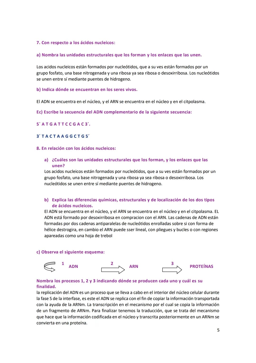 ÁCIDOS NUCLEICOS
1. Con respecto a los ácidos nucleicos:
a) la estructura de los monómeros que forman el DNA.
Los nucleótidos están formados