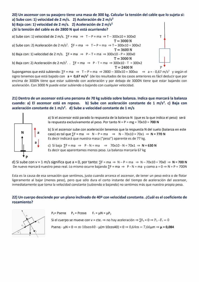 8) Sea una fuerza F de 250 N que tira horizontalmente de un bloque de masa de 10 kg que se encuentra
sobre un plano horizontal. Determinar l