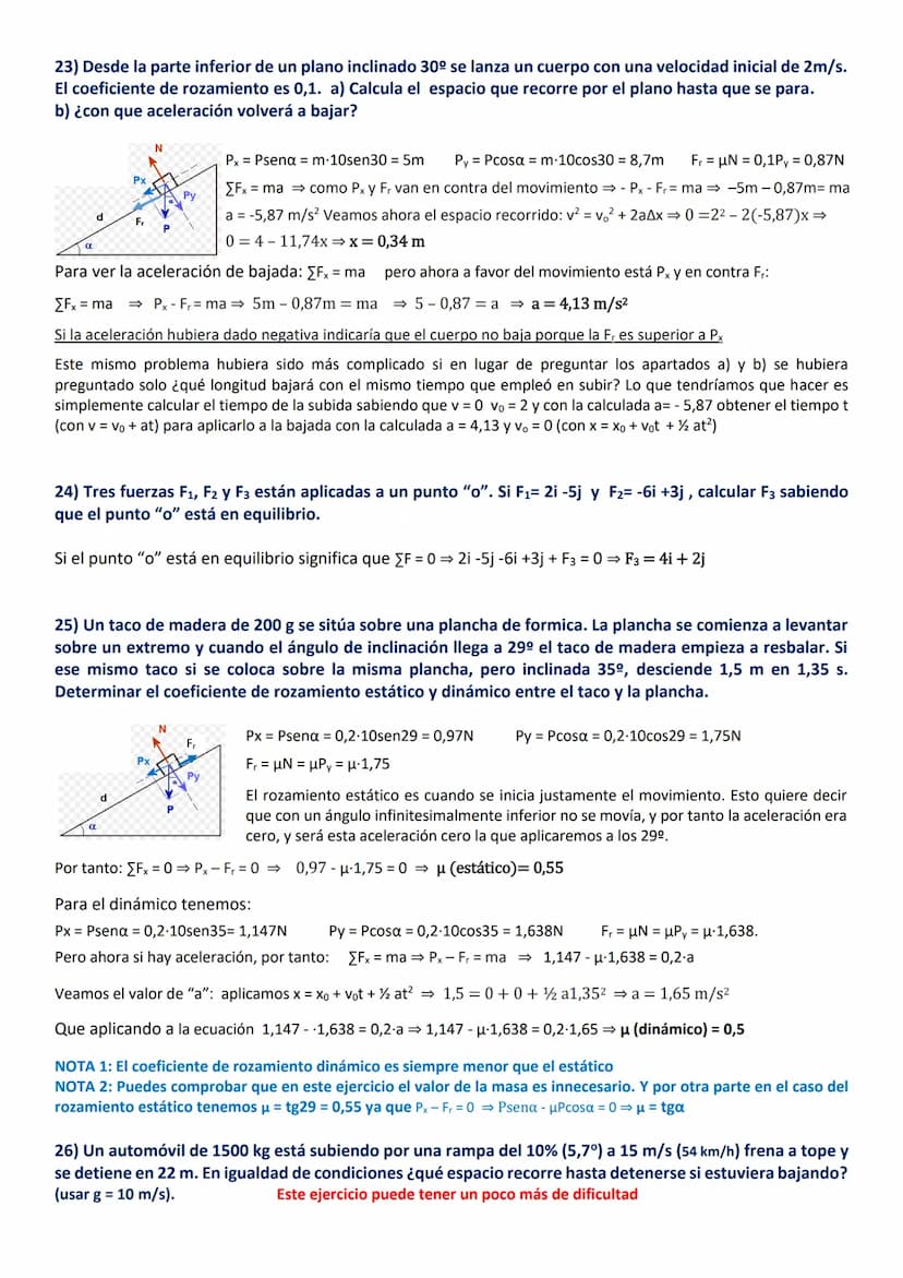 8) Sea una fuerza F de 250 N que tira horizontalmente de un bloque de masa de 10 kg que se encuentra
sobre un plano horizontal. Determinar l