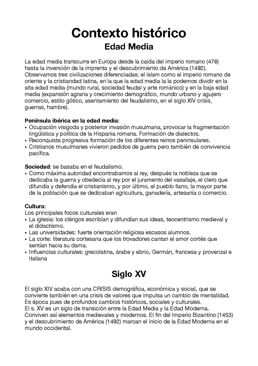 Historia y Literatura en la Edad Media - Lengua Castellana