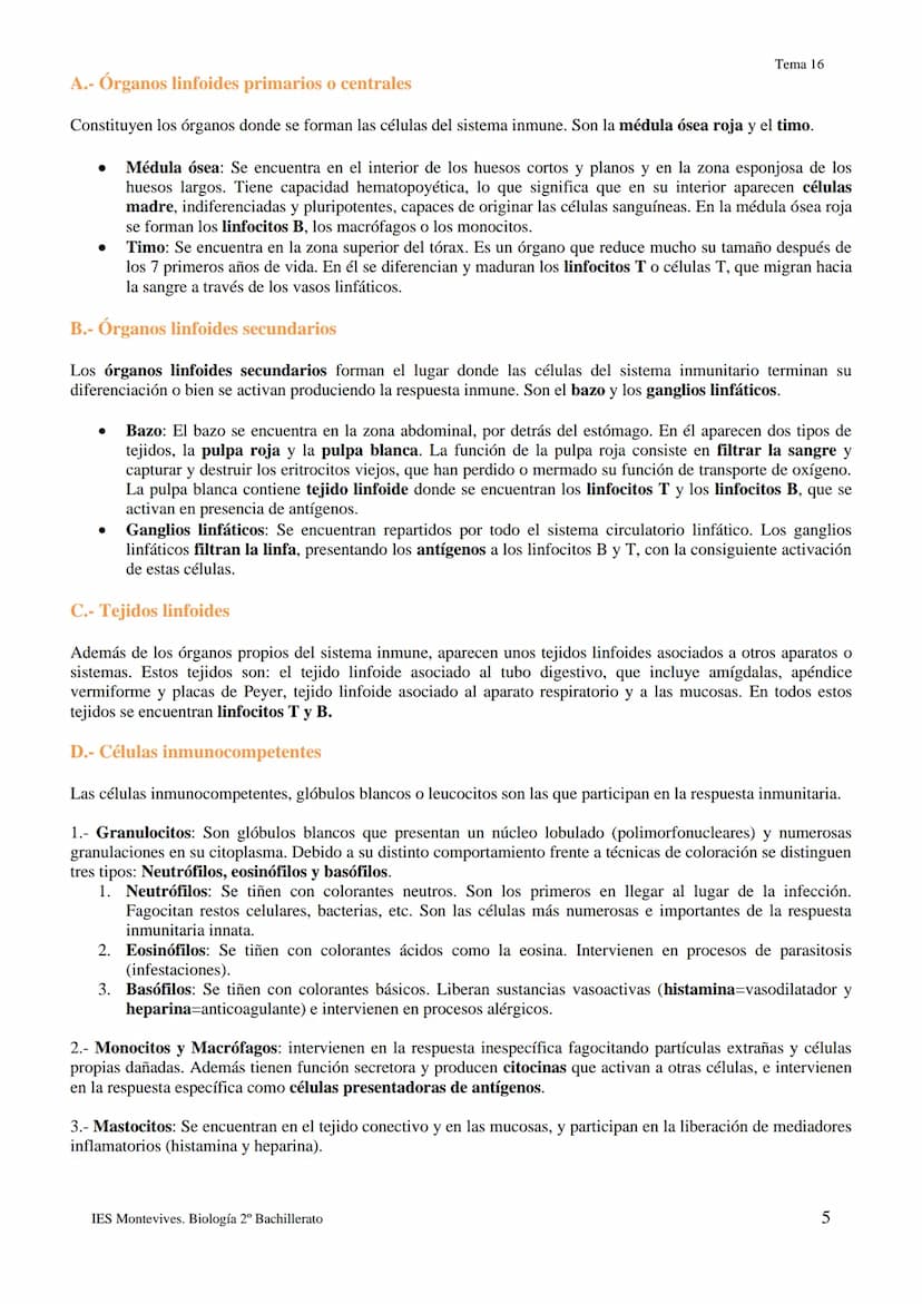 TEMA 16 INMUNOLOGÍA
1.- LA DEFENSA DEL ORGANISMO
Los seres vivos poseen diferentes mecanismos para defenderse de las infecciones con varias 