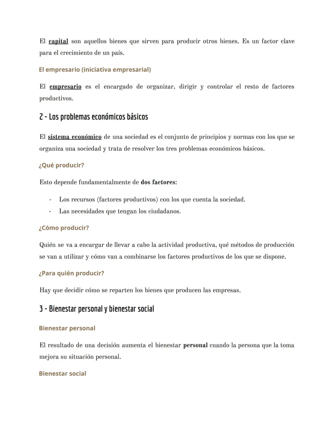 Economía
PRIMER TRIMESTRE - 1º BAC
Tema 2. Decisiones económicas colectivas
1 - Los factores productivos
Los factores productivos (o de prod