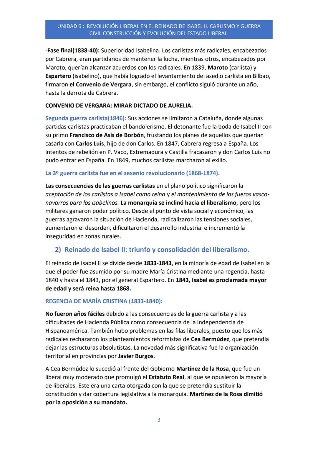 UNIDAD 6: REVOLUCIÓN LIBERAL EN EL REINADO DE ISABEL II. CARLISMO Y GUERRA
CIVIL.CONSTRUCCIÓN Y EVOLUCIÓN DEL ESTADO LIBERAL.

1) Tradiciona
