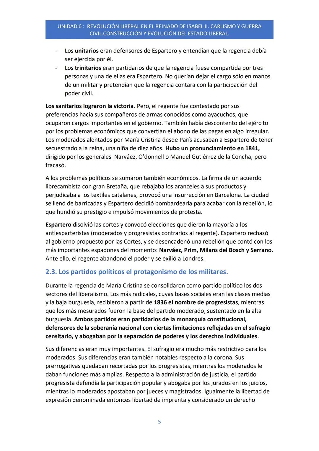 UNIDAD 6: REVOLUCIÓN LIBERAL EN EL REINADO DE ISABEL II. CARLISMO Y GUERRA
CIVIL.CONSTRUCCIÓN Y EVOLUCIÓN DEL ESTADO LIBERAL.

1) Tradiciona