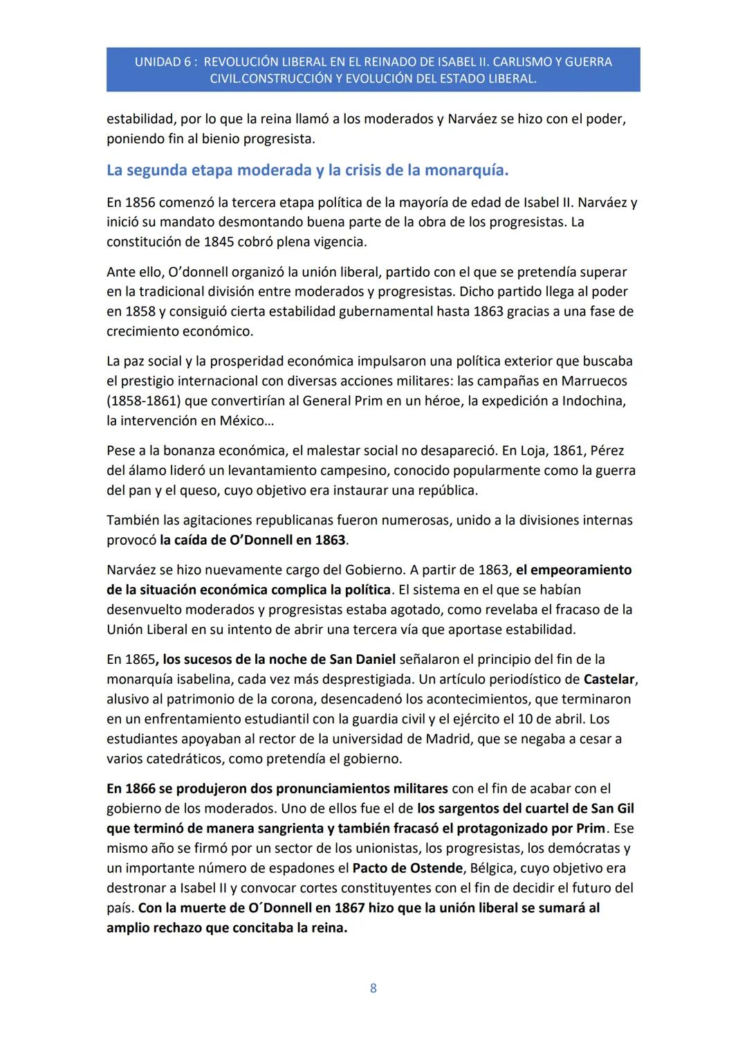 UNIDAD 6: REVOLUCIÓN LIBERAL EN EL REINADO DE ISABEL II. CARLISMO Y GUERRA
CIVIL.CONSTRUCCIÓN Y EVOLUCIÓN DEL ESTADO LIBERAL.

1) Tradiciona