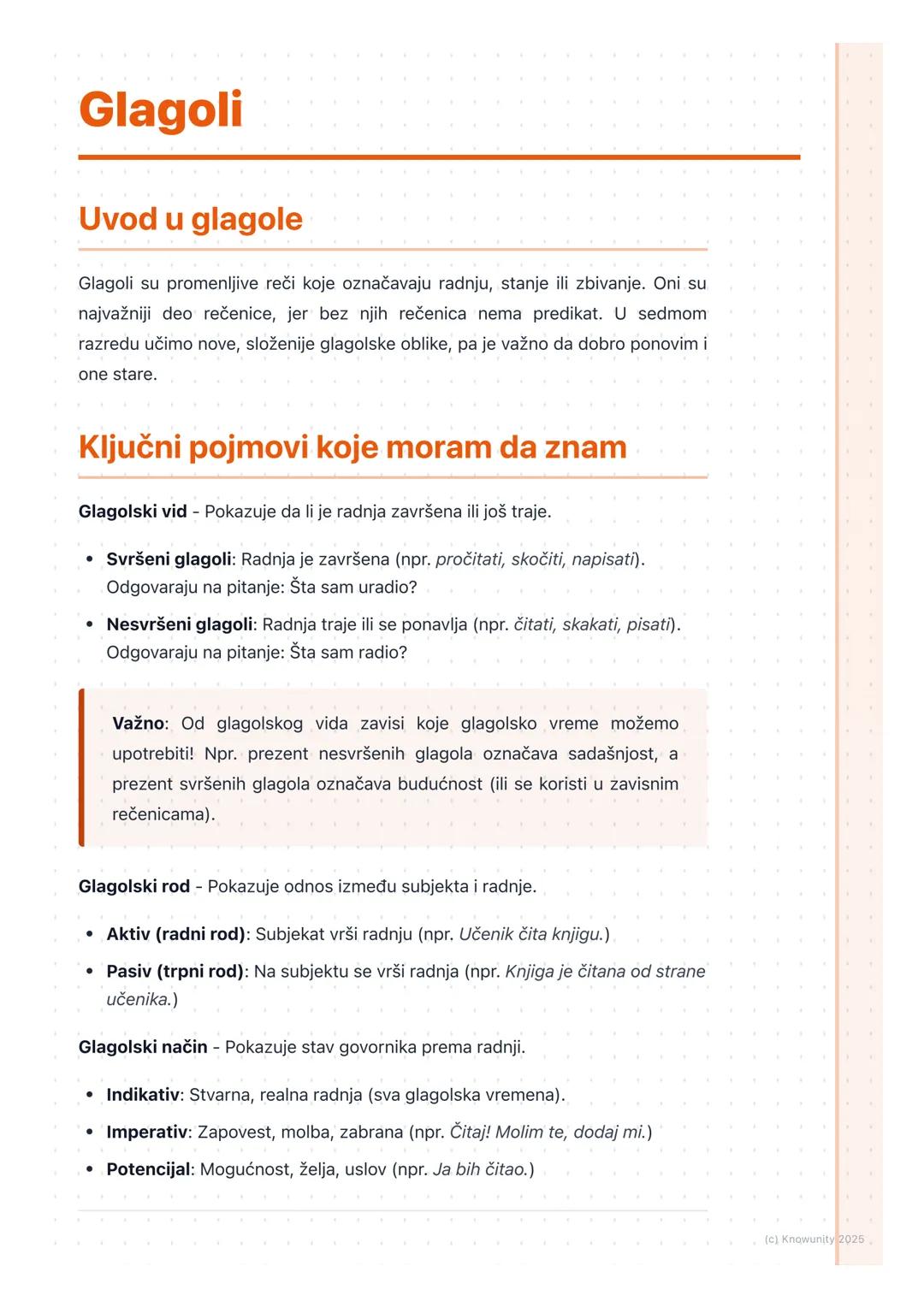 # Glagoli

Uvod u glagole

Glagoli su promenljive reči koje označavaju radnju, stanje ili zbivanje. Oni su
najvažniji deo rečenice, jer bez 