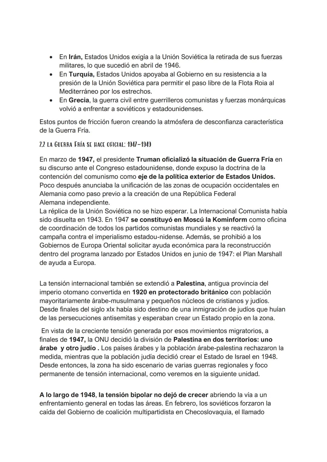 13.LA GUERRA FRIA
1.CARACTERISTICAS Y ETAPAS DE LA GUERRA FRÍA
La Guerra Fría abarca un período en el que las relaciones internacionales se
