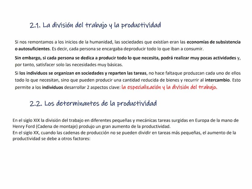 TEMA 2. LA PRODUCCIÓN Y EL CRECIMIENTO
ECONÓMICO
1. Los Factores productivos
2. Eficiencia y productividad
3. Los modelos económicos y su le