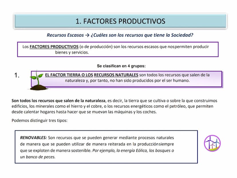 TEMA 2. LA PRODUCCIÓN Y EL CRECIMIENTO
ECONÓMICO
1. Los Factores productivos
2. Eficiencia y productividad
3. Los modelos económicos y su le