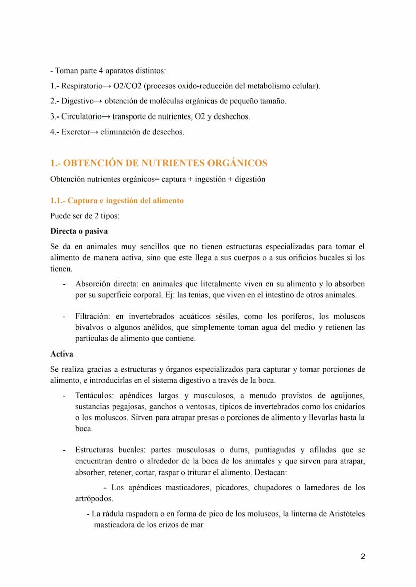 T-8: Aparatos digestivo y respiratorio
Nutrición →incorporación y transformación de materia y energía de los organismos para que
puedan llev