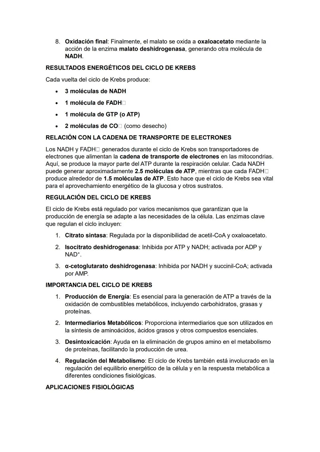 CICLO DE KREBS
El Ciclo de Krebs, también conocido como el ciclo del ácido cítrico o ciclo del
ácido tricarboxílico (TCA), es una vía metabó