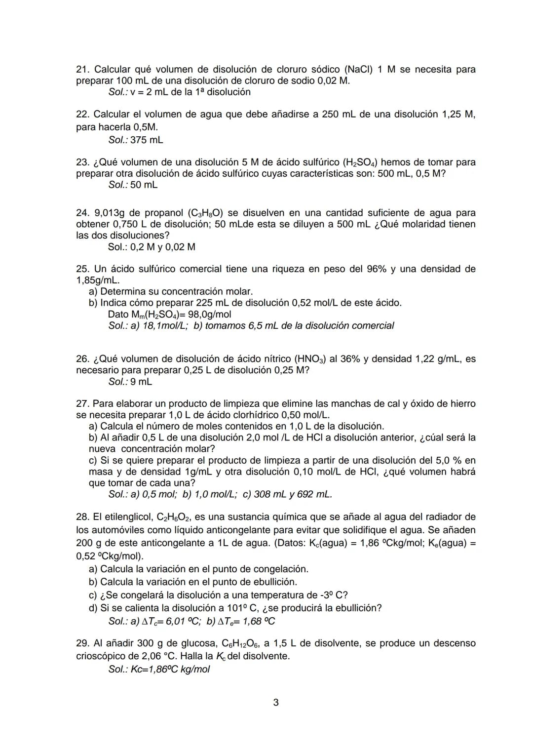 TEMA 2: DISOLUCIONES
1. Calcula el porcentaje en masa de las siguientes disoluciones
a) 40 g de sal en 250 g de agua
b) 40 g de azúcar en 1 