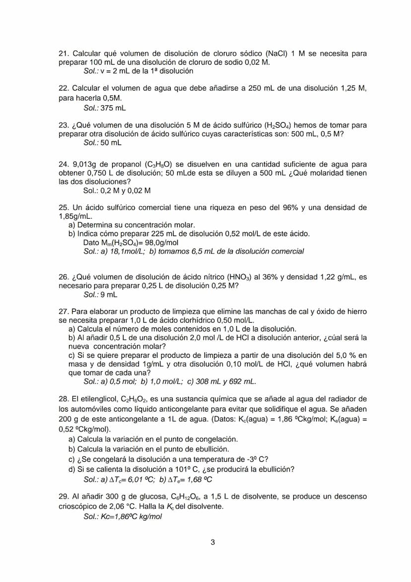 TEMA 2: DISOLUCIONES
1. Calcula el porcentaje en masa de las siguientes disoluciones
a) 40 g de sal en 250 g de agua
b) 40 g de azúcar en 1 