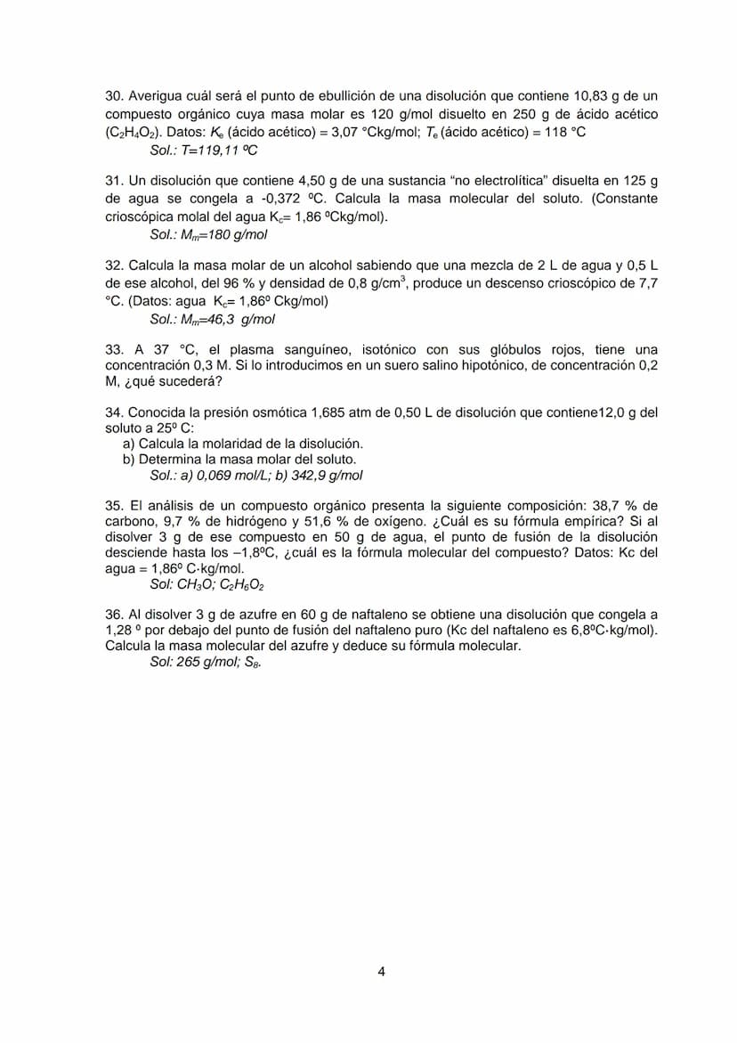 TEMA 2: DISOLUCIONES
1. Calcula el porcentaje en masa de las siguientes disoluciones
a) 40 g de sal en 250 g de agua
b) 40 g de azúcar en 1 