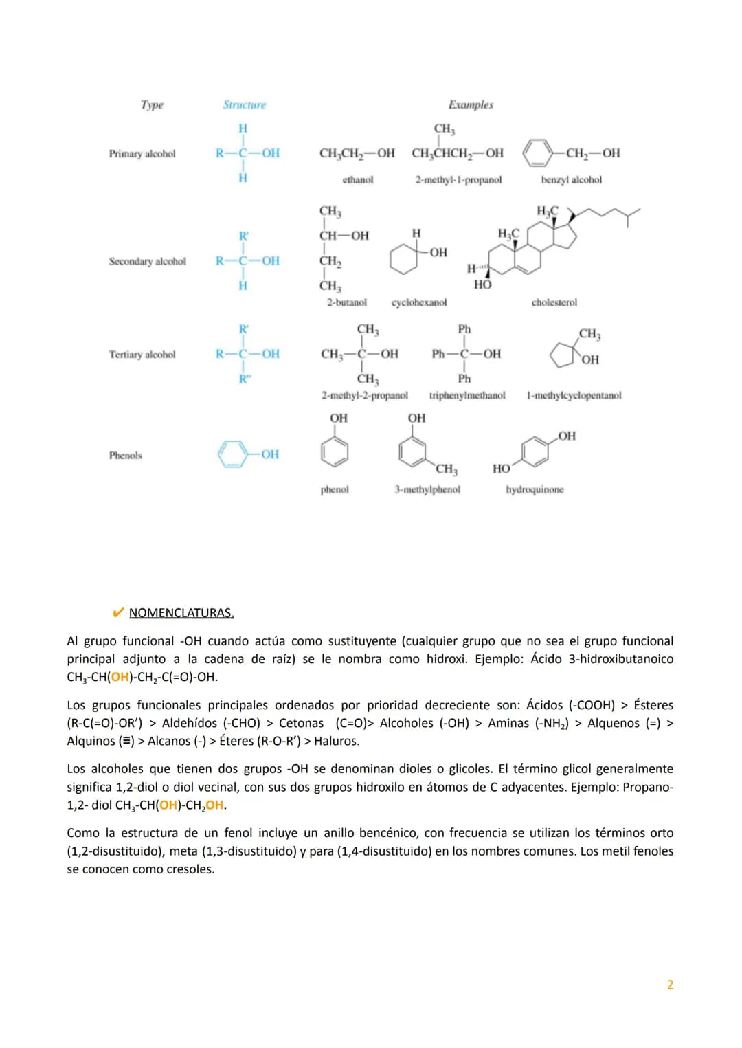 TEMA 1. ESTRUCTURA Y SÍNTESIS DE ALCOHOLES.
Los alcoholes son compuestos orgánicos que contienen grupo hidroxilo (-OH).
CH3-CH₂-OH Alcohol e